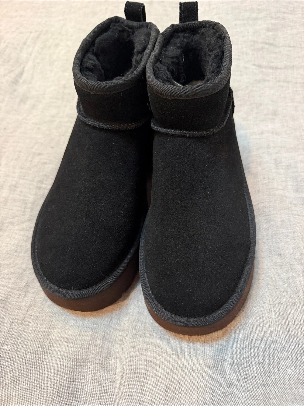 UGG Black Suede Platform Ankle Boots - Women